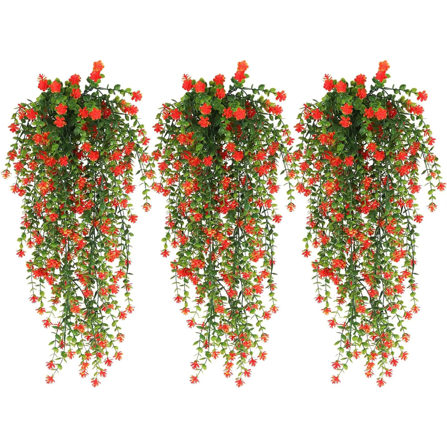 Künstliche Eukalyptus- und Kamelienpflanze von smr in Rot aus Kunststoff für Dekorationen im Garten, Hof oder Haus - Bild 1