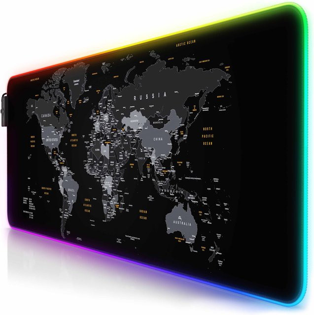 Titanwolf RGB Gaming Mauspad XL Weltkarte, Multicolor, B/T: 80 x 30 cm - Bild 1