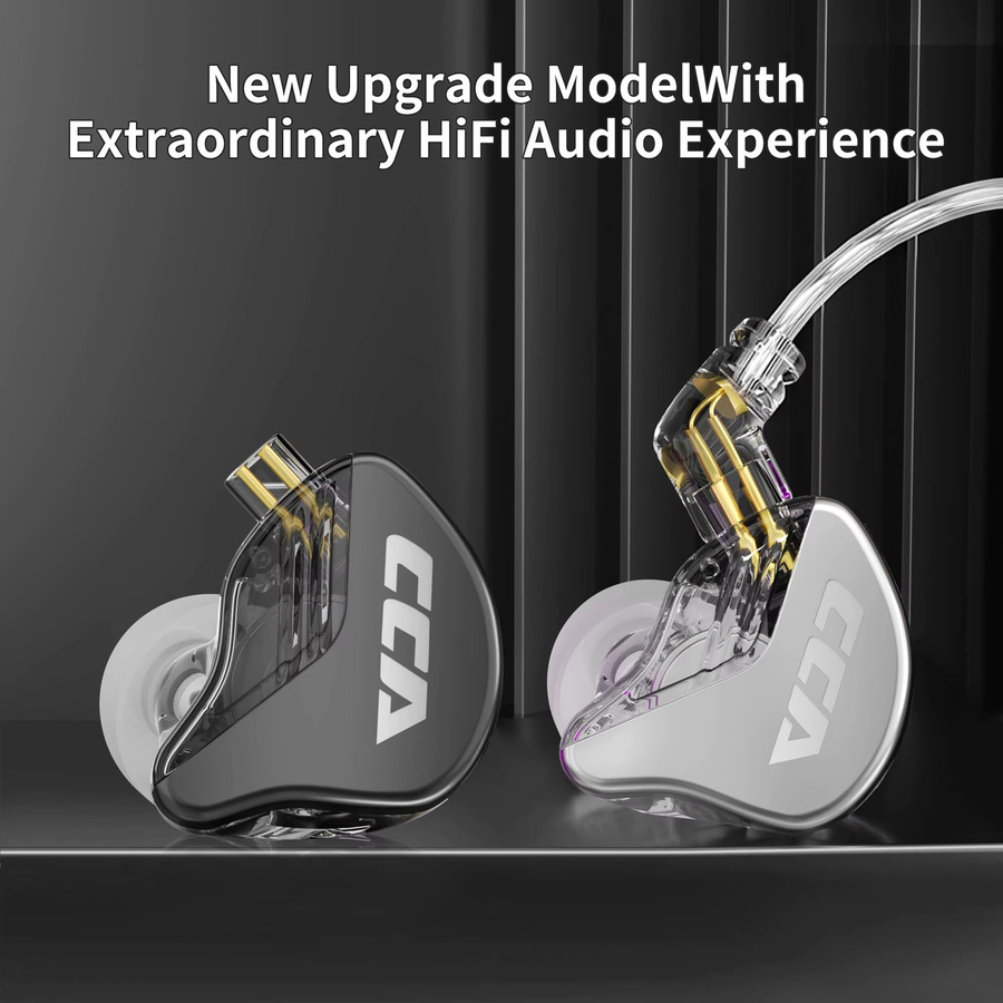 CCA In-Ear HiFi-Monitor-Kopfhörer mit abnehmbarem Kabel in Silber - Bild 2