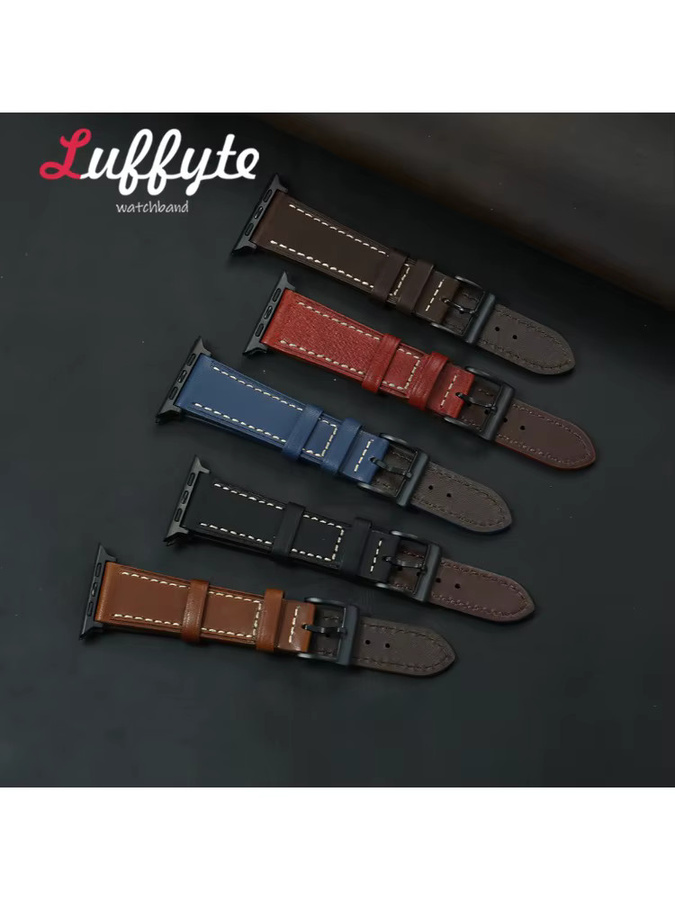 luffyte Uhrenarmband Leder, Schwarz, Herren - Bild 2