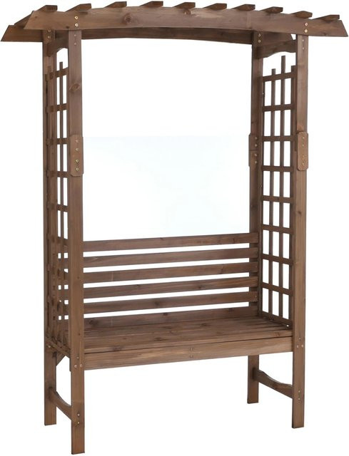 MCW Rosenbogen mit Sitzbank Q21 Rankhilfe aus Tannenholz in Dunkelbraun, B/T/H: 201 x 160 x 60 cm - Bild 1