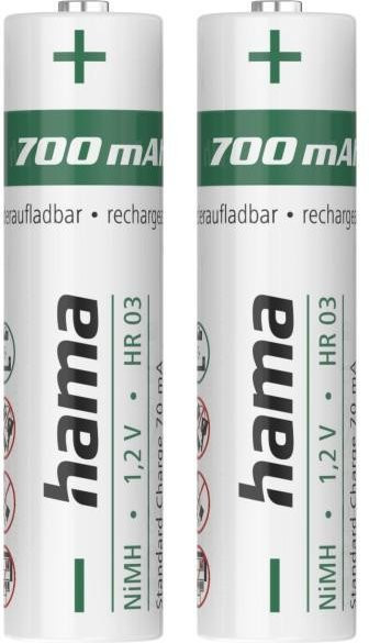 Hama NiMH-Akkus AAA Micro, 700 mAh, 1,2V, 2 Stück, Weiß - Bild 1