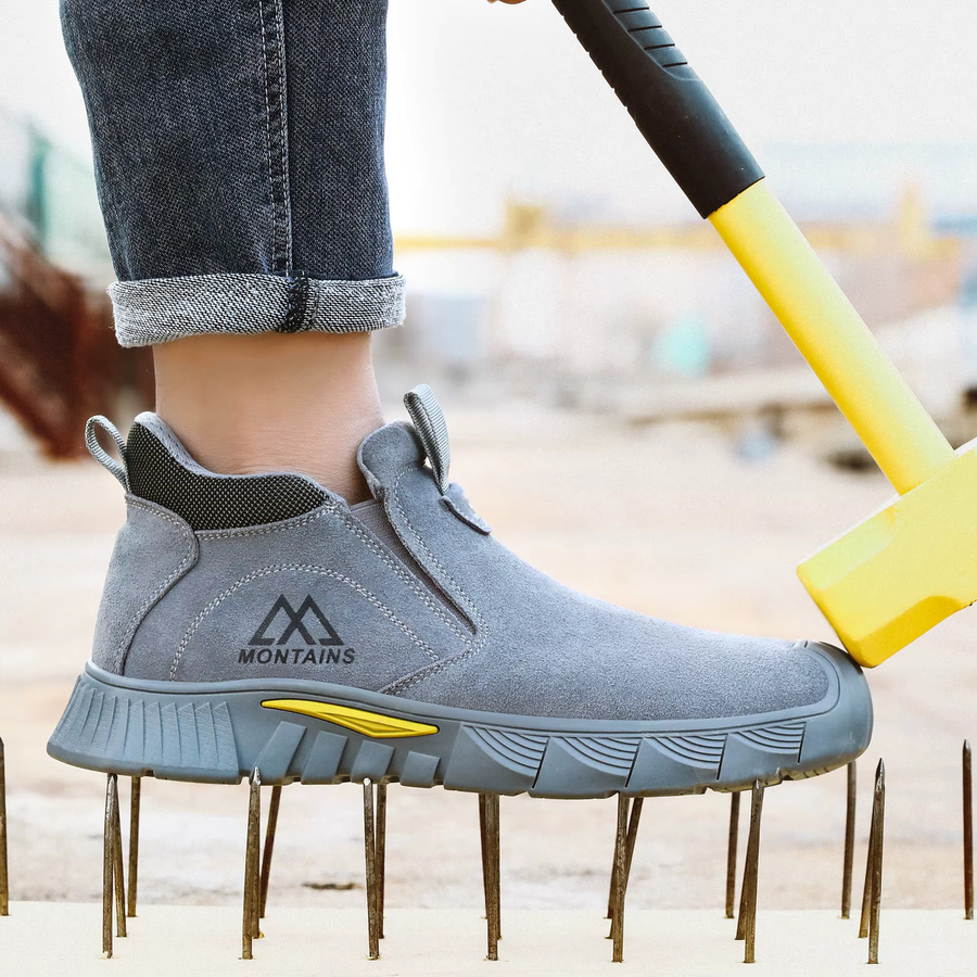 QUELERK Sicherheitsschuhe für Männer in Grau mit Stahlkappe und Durchtrittschutz im Sneaker-Design - Bild 2