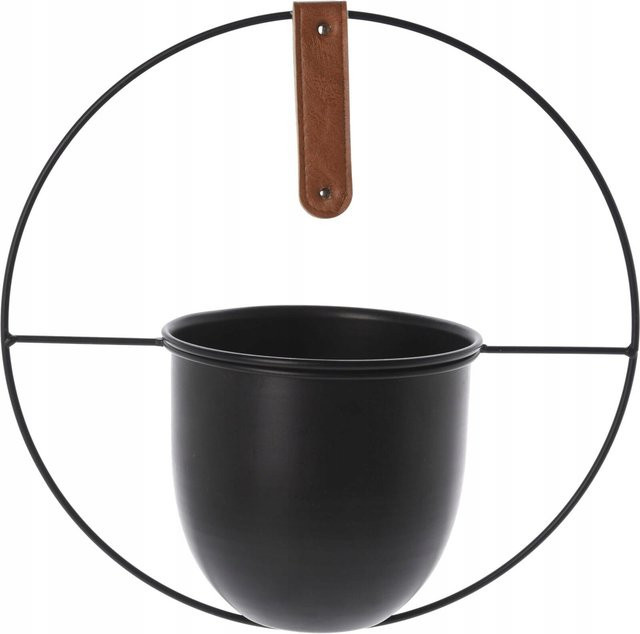 Runder Metall Hängepflanztopf im Industrial Design von SuperMerchantEU, Schwarz, Durchmesser: 30 cm - Bild 1