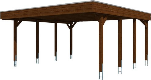 Skanholz Doppelcarport Friesland aus Holz in Nussbaum Braun B/T: 557 x 555 cm, Höhe: 254 cm - Bild 3