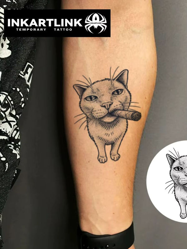 INKARTLINK Zigarren-Kätzchen-Tattoo-Pflaster, wasserfest - Bild 5
