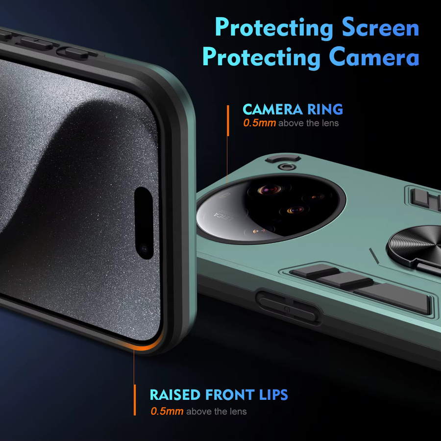 Schutzhülle mit Ringhalterung für Xiaomi 15 Ultra 15T 14T 13 Pro POCO C75 C55 X7 X6 X5 Pro in Schwarz und Grün - Bild 3