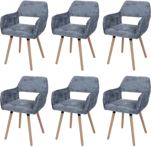 6er-Set MCW Esszimmerstuhl A50 II aus Buchenholz mit Chenille-Stoff in Dunkelgrau - Bild 2