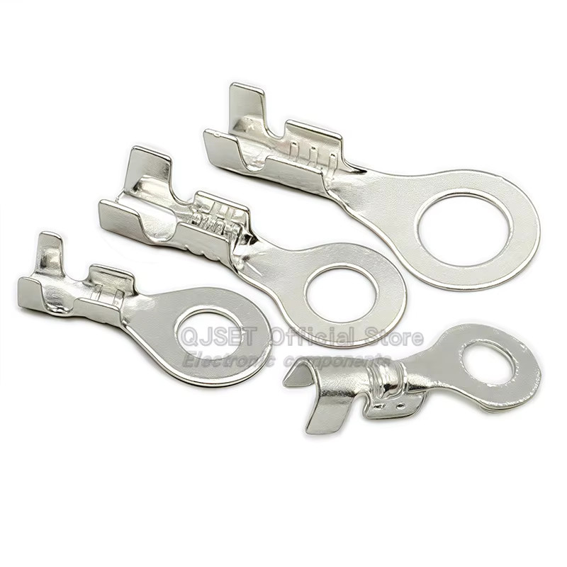 100 Stück QJSET runde Anschlussklemmen DJ431 O-Ring-Kabelschuhe aus Kupfer mit offenen Enden, 6,3 mm - Bild 2