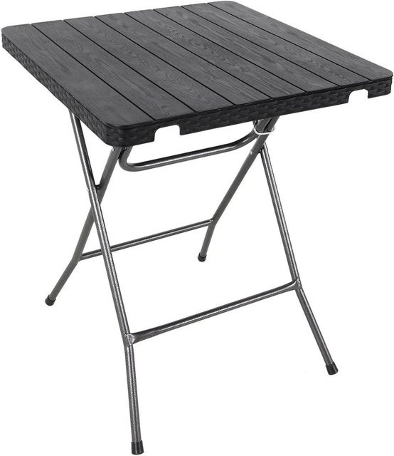 Lex Bistrotisch Klapptisch für Garten Balkon und Terrasse in Schwarz mit Holz-Rattan Optik B/T/H: 60 x 60 x 73 cm - Bild 1