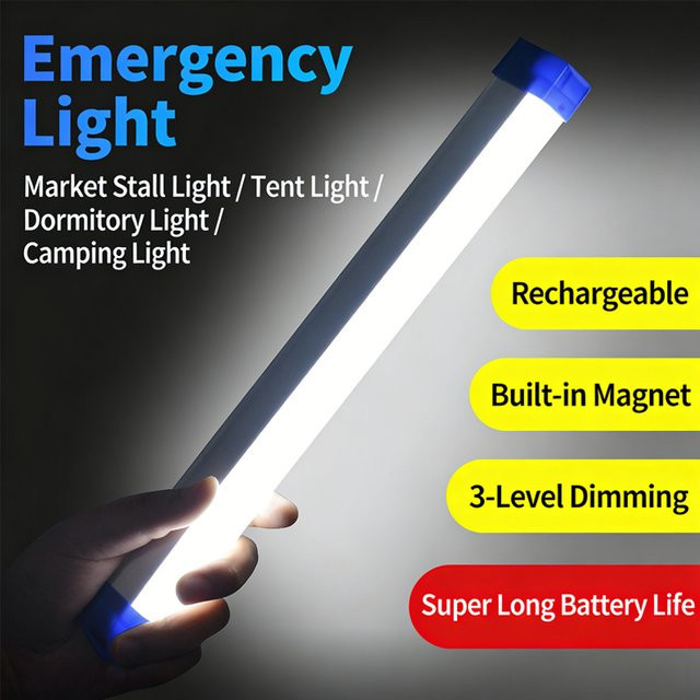 NEWBIRTH LED Röhren-Campinglampe mit Magnet und Akku, wiederaufladbarer tragbarer Scheinwerfer in Weiß und Blau, kühles Weiß - Bild 1
