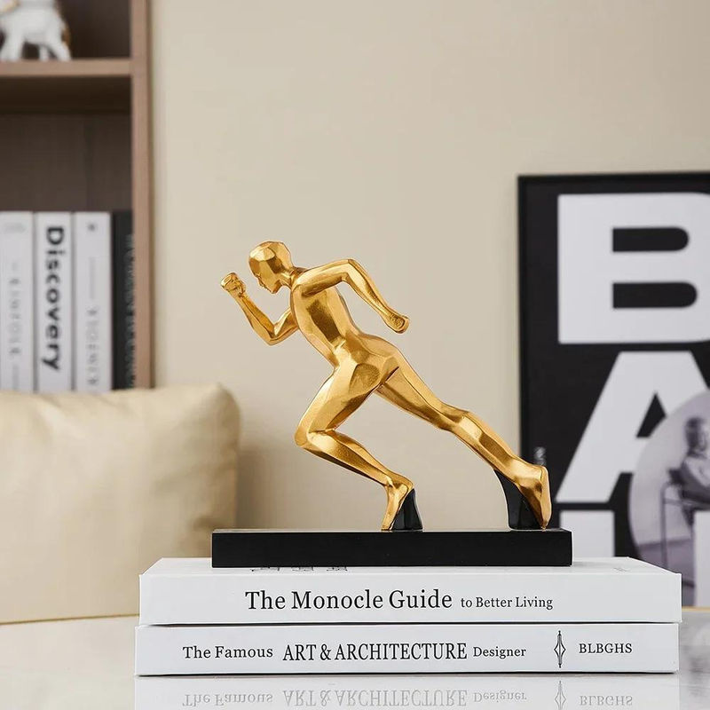Bestbags Abstrakte Lauffigur Dekoration in Gold, Moderne Skulptur aus Kunstharz und Metall für dein Zuhause und das Büro - Bild 4