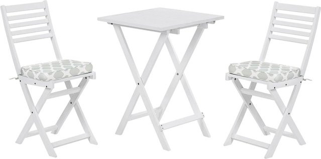 Beliani Bistro Set FIJI aus Akazienholz in Weiss und Grün, B/T/H: 60 x 60 x 84 cm - Bild 1
