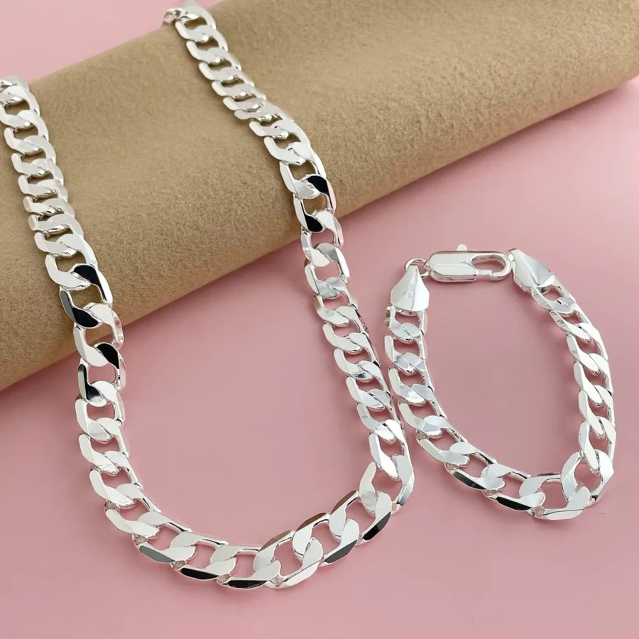 LiHong Schmuck-Set, 925 Silber, Halskette, Armband, Herren - Bild 2
