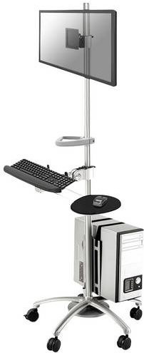 Neomounts Arbeitsstation Rollwagen FPMA-MOBILE1800 Silber für Monitor 25,4 bis 68,6 cm, Tastatur, Maus und PC, höhenverstellbar, neigbar und schwenkbar - Bild 1