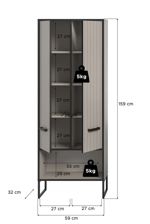 Inn.Furn Badezimmer Hochschrank Scana in Sand, B/T/H: 59 x 32 x 159 cm - Bild 5