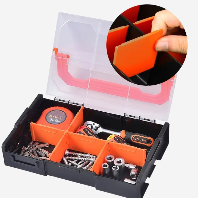 Stapelbarer Organizer-Koffer für Kleinteile und elektronische Komponenten in Schwarz aus Kunststoff - Bild 4
