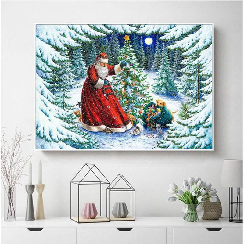 FIYO Diamond Painting Set 5D DIY Stickerei mit runden Perlen und Strass zur Dekoration, Mehrfarbig, B x H: 20 x 30 cm - Bild 1