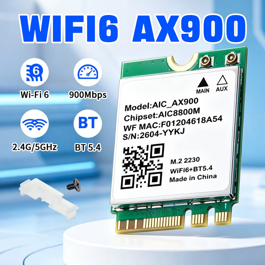 AIC8800M WiFi 6 AX900 Dual Band Wireless Adapter und Bluetooth 5.4 M.2 2230 Netzwerkkarte für Laptop und Desktop, Windows 10/11, Grün - Bild 2
