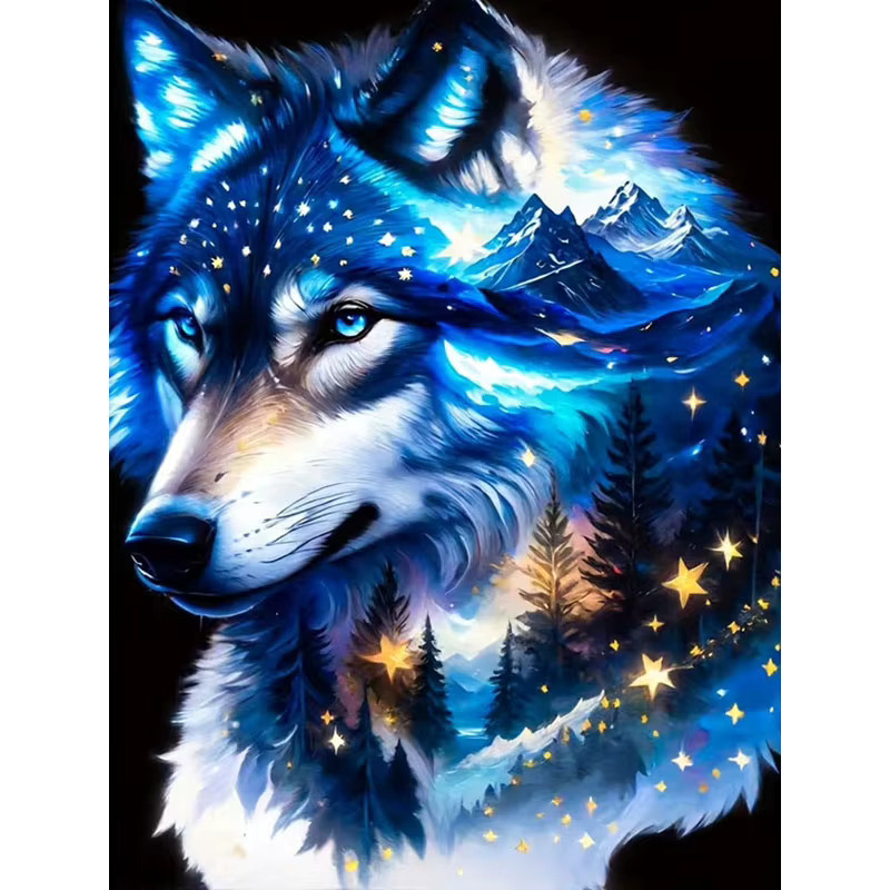 HUACAN Diamond Painting Wolf Motiv als 5D Mosaik Set in Multicolor, B/H: 30 x 20 cm - Bild 4
