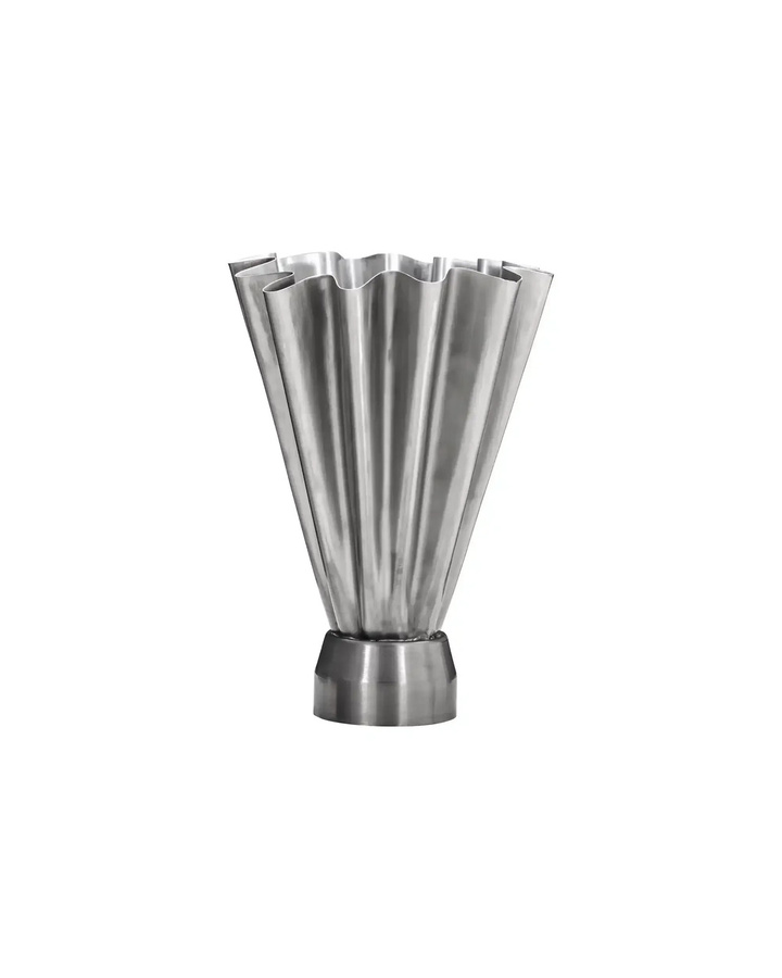 House Doctor Vase Flood in Silber gebürstet mit gewellter Form, Höhe: 33 cm - Bild 1