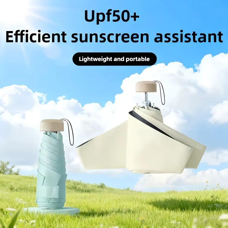 Sunshane Regenschirm mit 6 Rippen in Pink für Sonnenschutz und Transportabilität - Bild 2