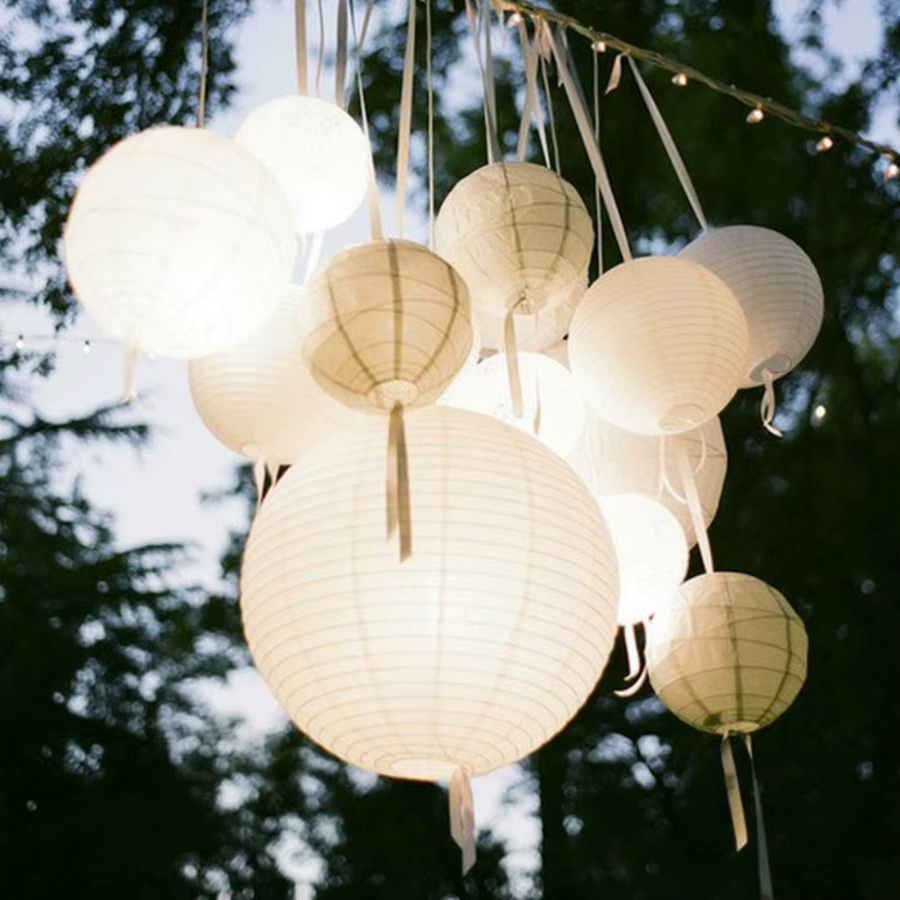 Merylover Chinesische Papierlaterne als dekorativer Lampion für Hochzeit, Geburtstag und Party in Gold, Silber oder Weiß - Bild 3