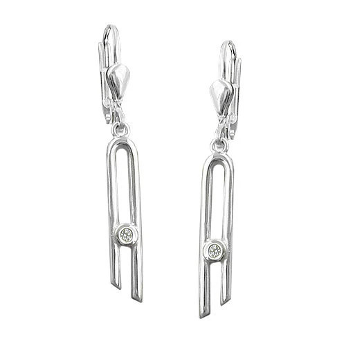 SIGO Ohrringe Brisur schmal, 925 Silber, Zirkonia, Unisex - Bild 1