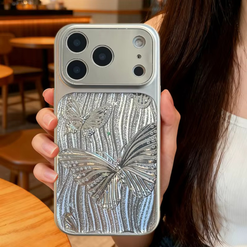 Aurora Laserreflektierende Schmetterlingshülle für Apple iPhone 17, 16, 15, 14 Pro Max in Multicolour mit stoßfester Beschichtung und glänzendem Spiegel-Effekt - Bild 4