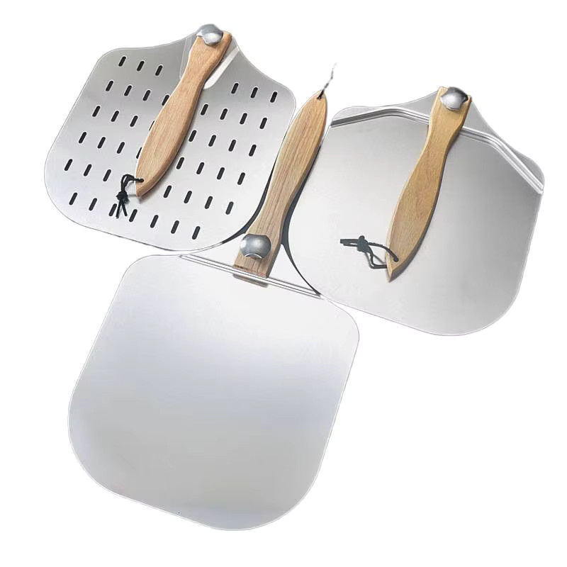Wendbarer Pizzaspatel aus Aluminium mit Holzgriff in Silber - Bild 4