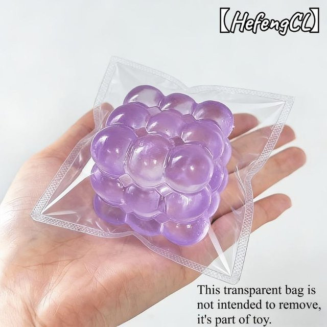 Transparenter Blasenwürfel Squishy, violett - Bild 1