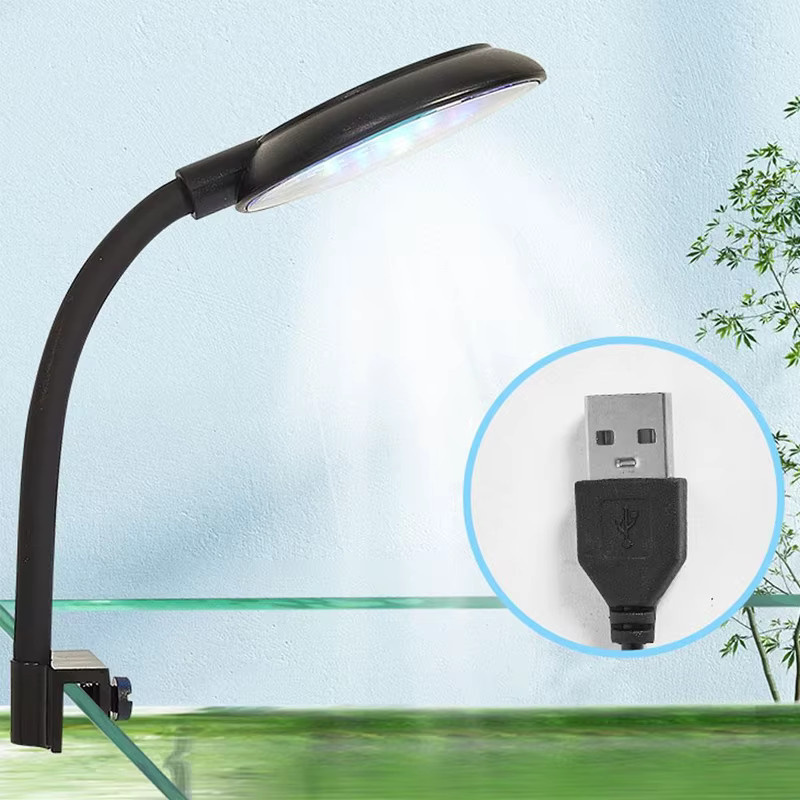 TUNFAN USB Aquarium LED-Lampe als dimmbare Klemmleuchte in Schwarz für Fischbecken und Wasserpflanzen - Bild 4