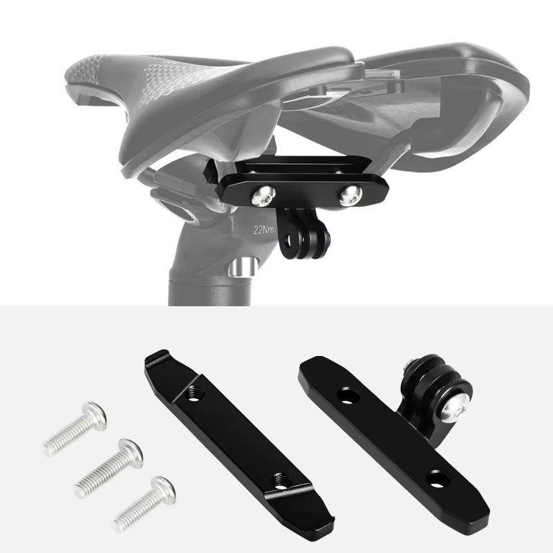 Kamera-Halterung aus Aluminiumlegierung für GoPro und Action-Cameras zur Montage an der Fahrrad-Sattelschiene, Schwarz - Bild 4