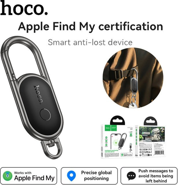 HOCO E91J Mini GPS-Tracker Smart Tag Schlüsselanhänger kompatibel mit iOS Find My App zur Ortung von Haustieren, Kindern oder Fahrzeugen in Zink - Bild 1
