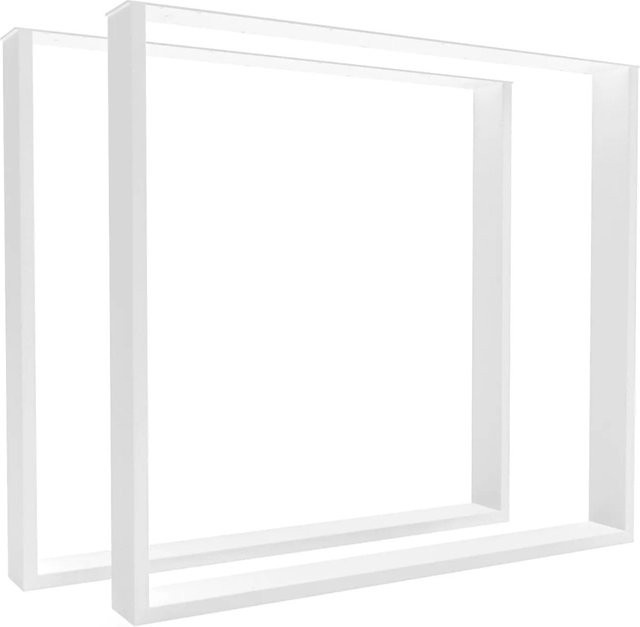 HEVVA Tischgestell BASEL 2er Set Weiß Matt aus Metall, Tiefe: 80 cm, Höhe: 72 cm - Bild 1