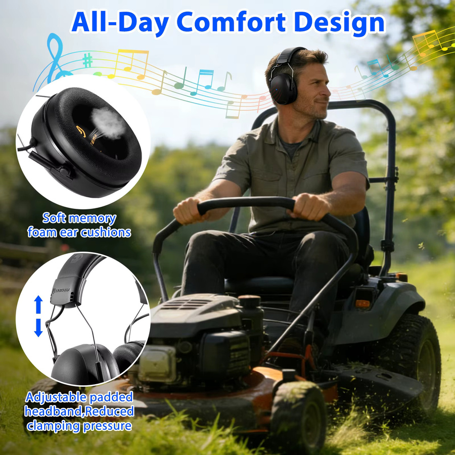 YHKEMA EB20 Elektronische Bluetooth-Kopfhörer mit Radio und Gehörschutz, Schwarz - Bild 6