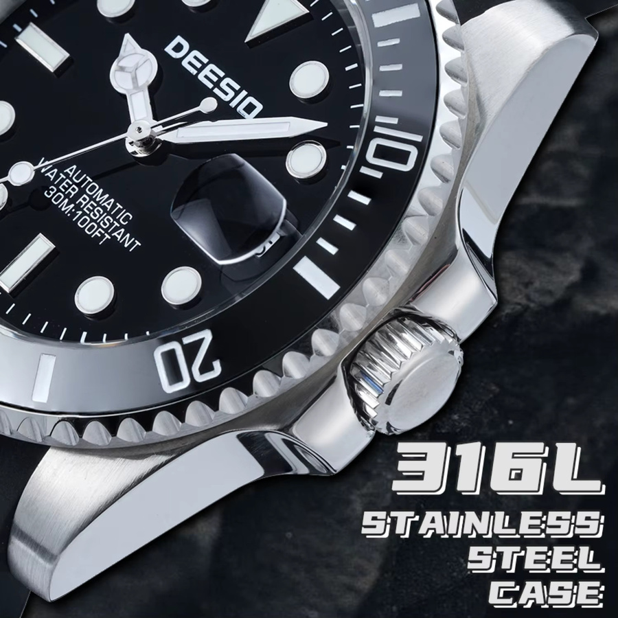 Deesio Armbanduhr, Automatik, Edelstahlgehäuse, 41 mm, Silikon, Herren - Bild 4