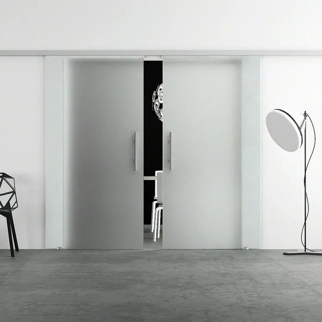 Levidor Doppelglasschiebetür Komplettset aus Aluminium und Glas in Silber, transparent, B/H: 90 x 205 cm - Bild 1