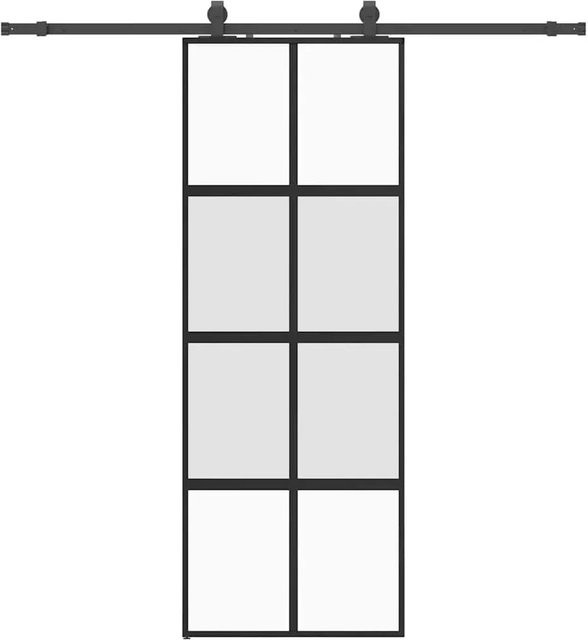 vidaXL Schiebetür aus Glas mit Beschlag in Schwarz und Aluminium, modern, B: 76 cm, H: 205 cm - Bild 1