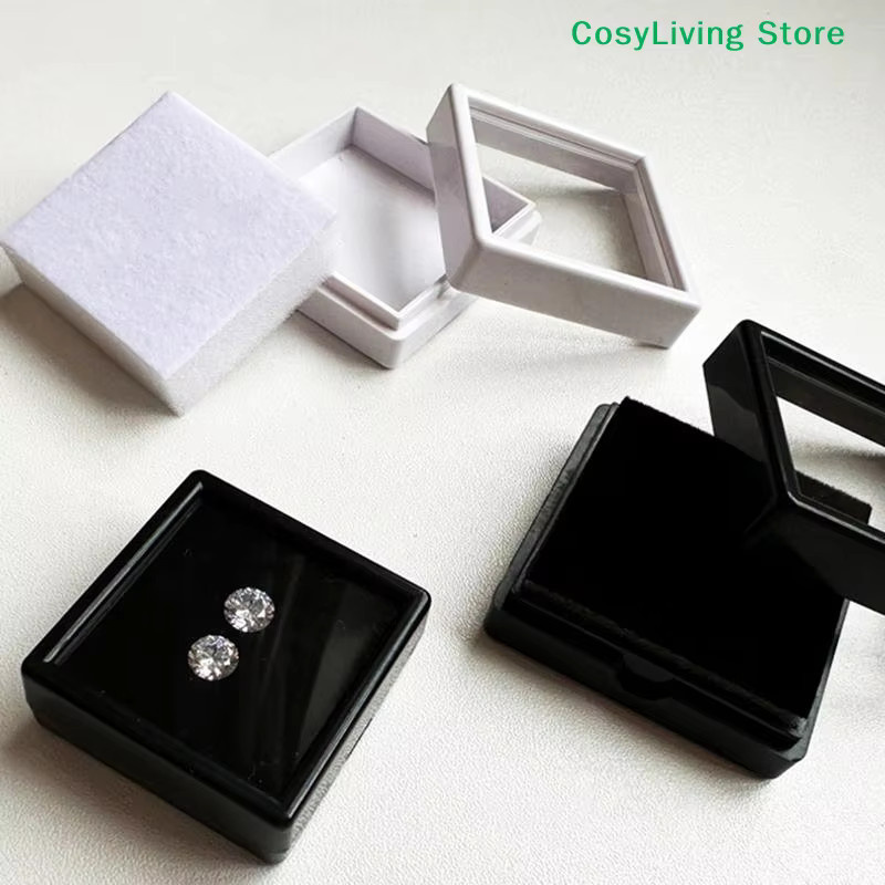 10 Stück Schmuckorganizer Diamant-Verpackungsboxen für Edelsteine und Ringe, Farbe: Weiß, Material: Kunststoff, Breite: 2 cm - Bild 3