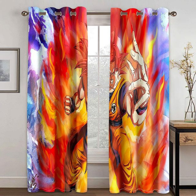 Psychedelische Fenster Vorhänge mit 3D Cartoon Tiercharakteren aus Polyester, halbtransparent, Mehrfarbig, B: 100 cm, H: 130 cm - Bild 1