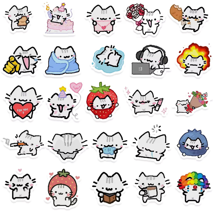 Rspctou Pokky Katzen-Graffiti-Aufkleber, Tier-Meme-Sticker, transparent, bunt/mehrfarbig, 10-teiliges Set - Bild 4