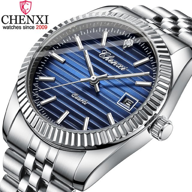 CHENXI Armbanduhr Quarz, Edelstahl, Blau, Herren - Bild 1