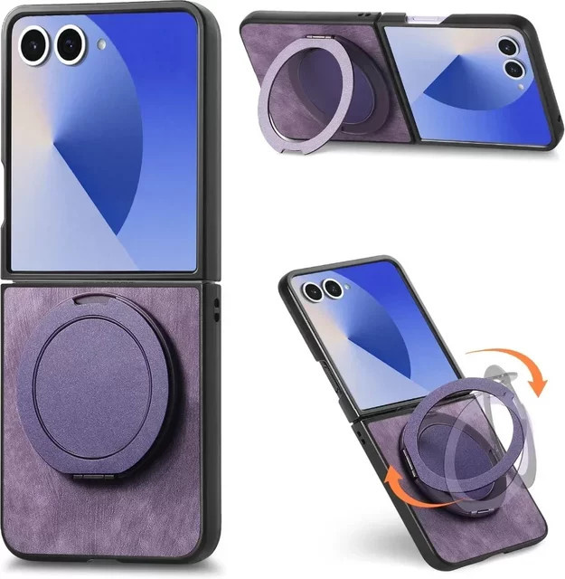 Magnetische Handyhülle mit 360 Grad rotierbarem unsichtbarem Ständer für Samsung Galaxy Z Flip 7 6 5 4 3 5G in Blau - Bild 1