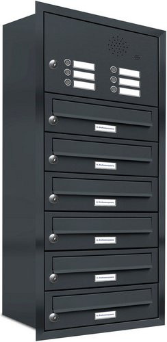 AL Briefkasten-Mehrfachsystem für 6 Parteien zur Unterputzmontage, grau, B/H/T: 153,35 x 96,0 x 27,5 cm - Bild 1