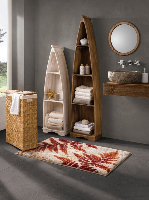 Badvorleger Badgarnitur rechteckig in Taupe-Terra und Braun aus 100% Polyacryl, rutschhemmend und für Fußbodenheizung geeignet - Bild 1