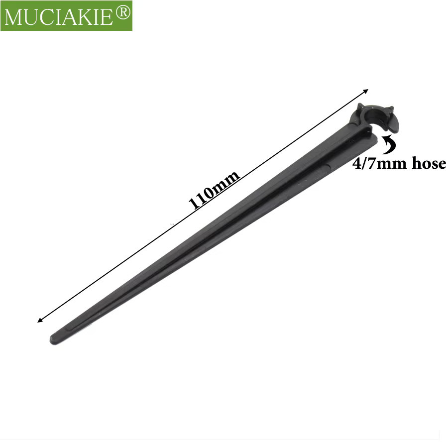 100 Stück Kunststoff Stützhalter für Bewässerungsarmaturen aus schwarzem PVC, 11 cm und 20 cm, mit festem Einsatz für 4/7 mm Schlauchrohre - Bild 2