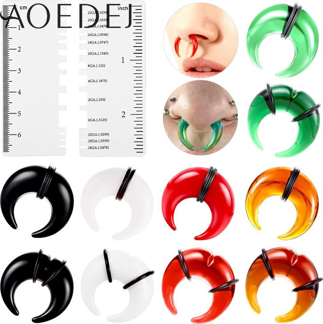 AOEDEJ Nasenringe, Ohrstöpsel und Tunnel, Keramik, Bunt, Unisex - Bild 1