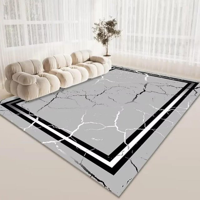 Wucifang Jewelry Teppich aus weichem Flanell in Gold und Grau, geometrisches Design, rutschfest und waschbar, B x T: 80 x 120 cm - Bild 1
