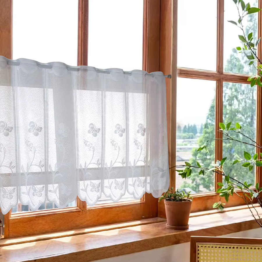 DOORSACCERY Tüllvorhang mit floralem Design in Weiß, transparent, moderner Polyester-Fenstervorhang mit Rod Pocket - Bild 2